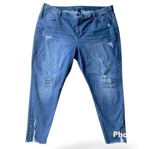 Lane Bryant distressed ankle skinny jeans Fringe Boho Plus size 28R